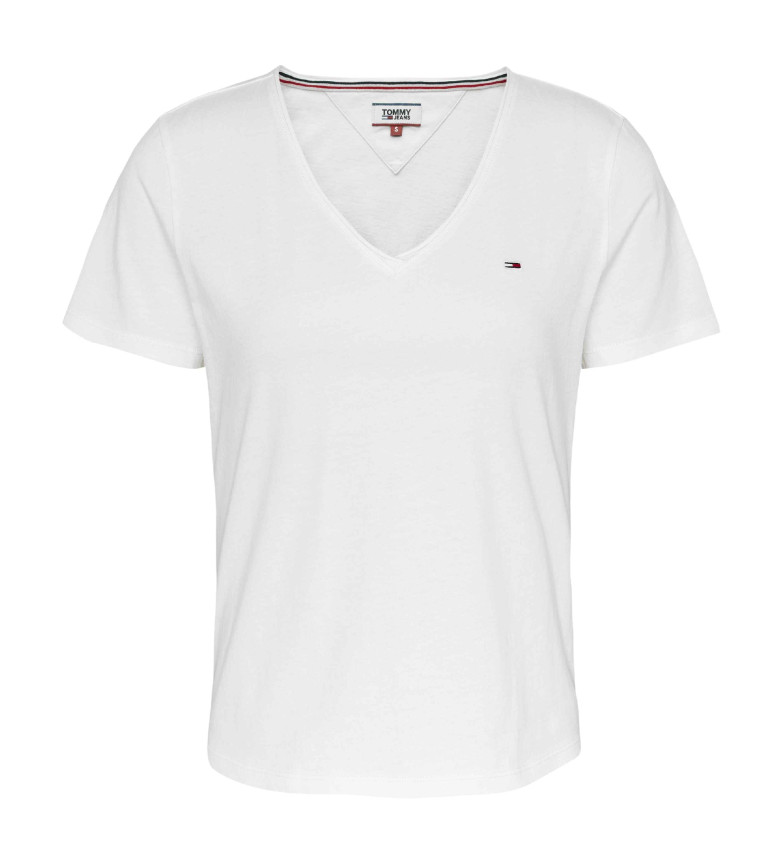 Tommy Jeans Camiseta Slim Cuello V blanco