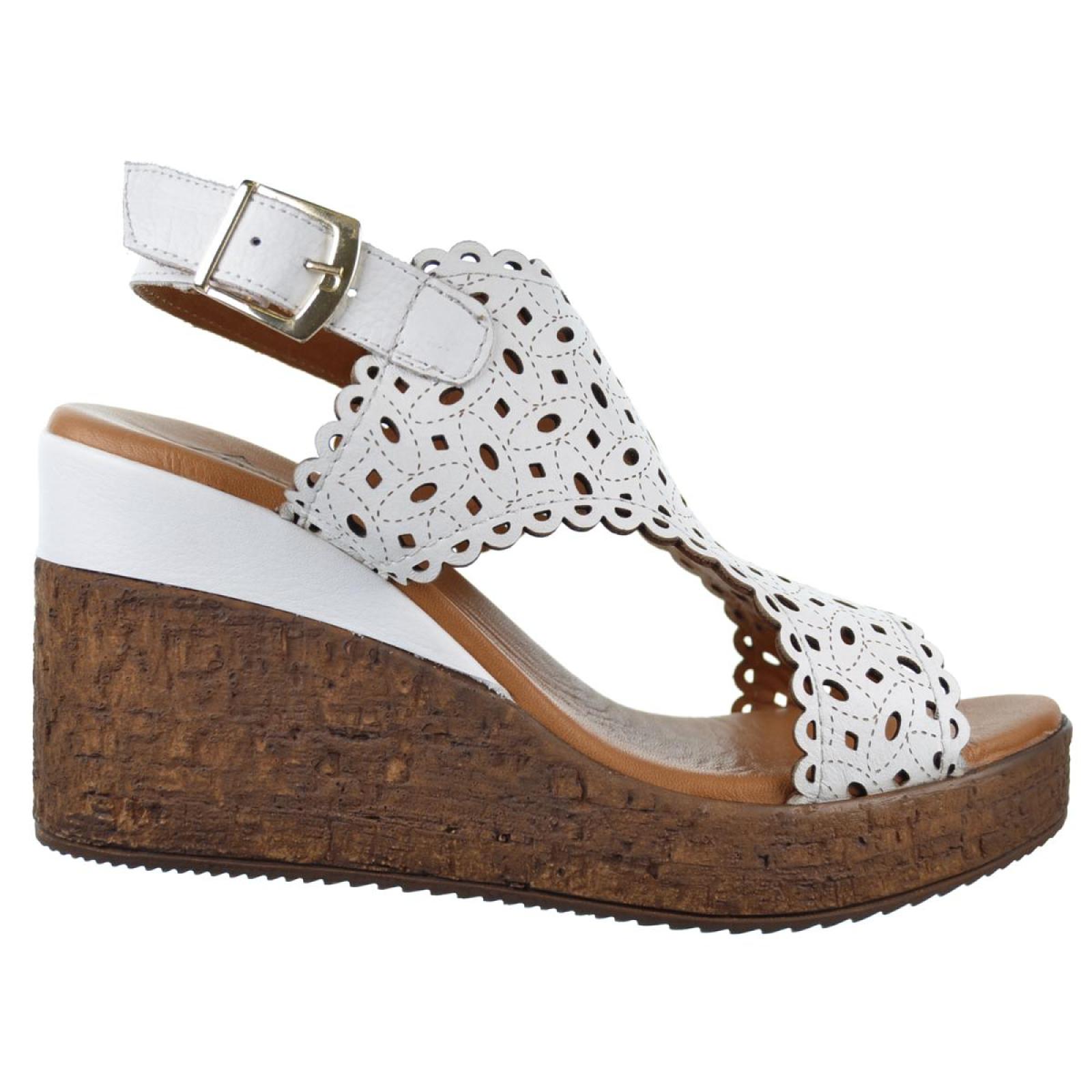 Top3 24488 Sandalia Piel Acolchada Mujer Cuña y Plataforma