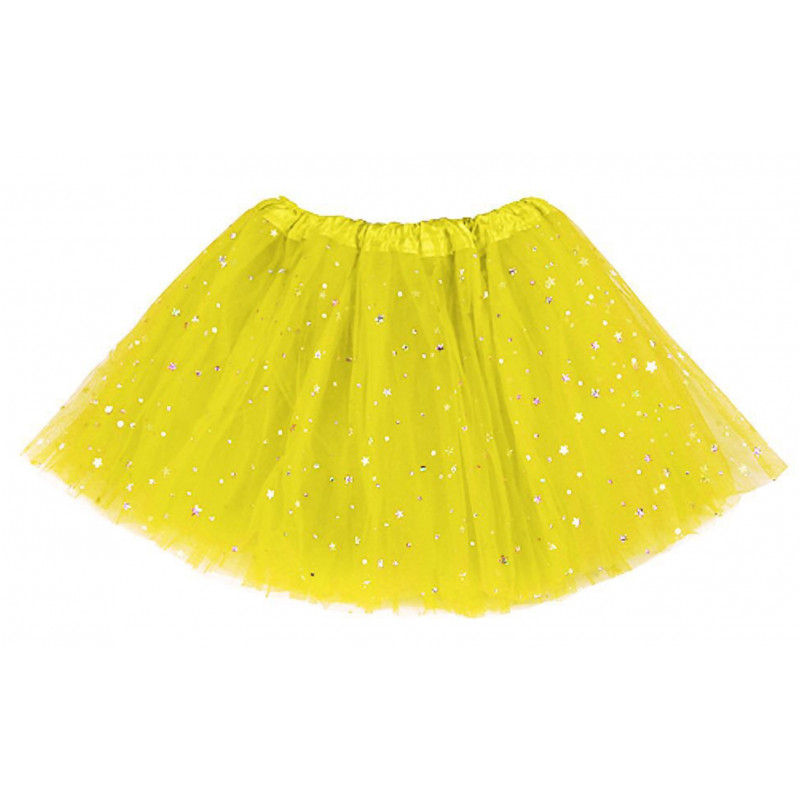 Tutú con Estrellas Adulto, Amarillo - Falda de Tul 40cm-2A1-300-T17400