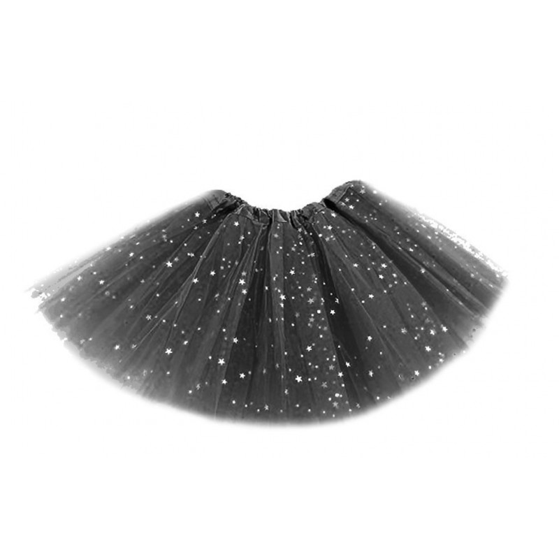 Tutú con Estrellas Infantil, Negro - Falda de Tul 30cm-2A1-200-T17382