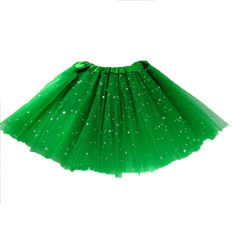Tutú con Estrellas Infantil, Verde Oscuro - Falda de Tul 30cm-2A1-200-T17390