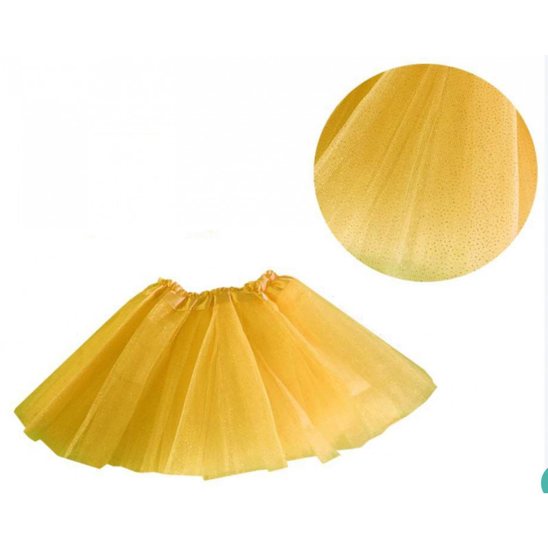 Tutú con Purpurina Amarillo Infantil - Falda de Tul 30cm-2A1-300-T15571AMA
