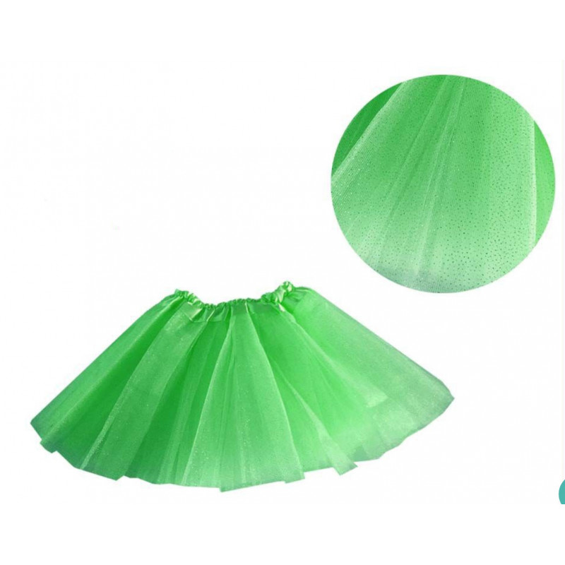 Tutú con Purpurina Verde Infantil - Falda de Tul 30cm-2A1-300-T15571VER