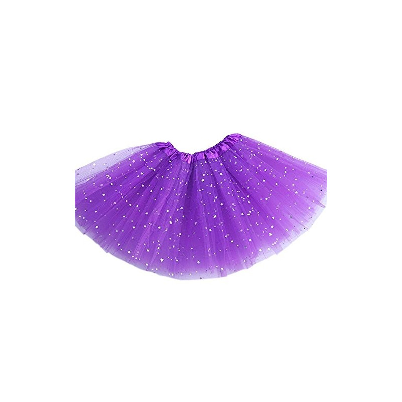 Tutú Infantil con Estrellas Morado - Falda de Tul 30 cm-2A1-300-T17384
