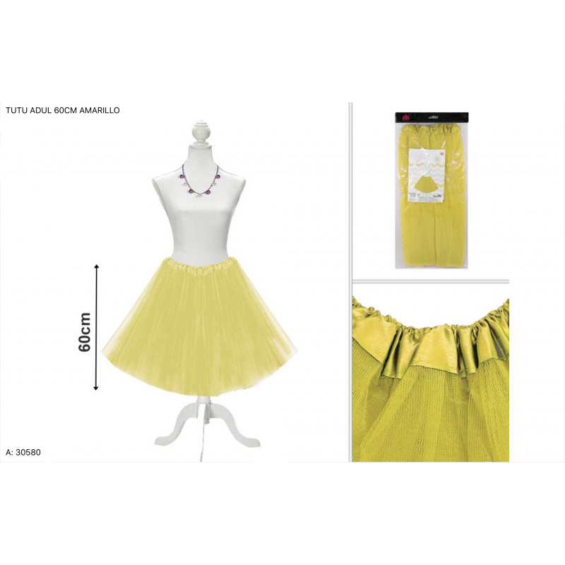 Tutú 60cm para adulto, Amarillo - Falda de Tul 60cm-30580