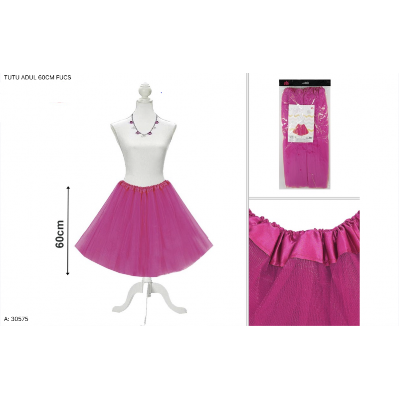 Tutú para adulto, Fucsia - Falda de Tul 60cm-30575