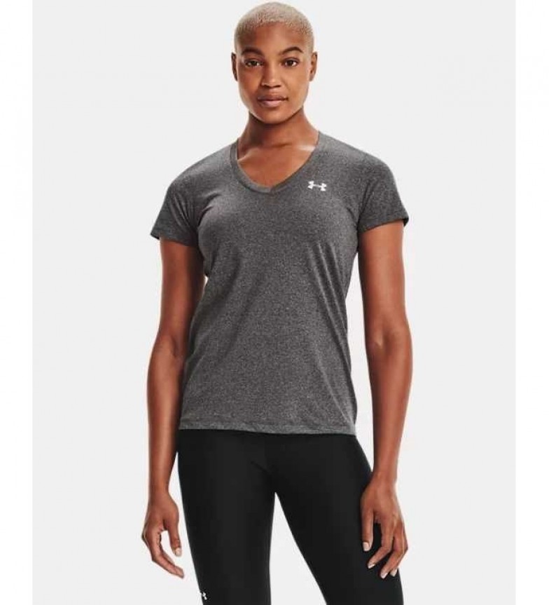 Under Armour Camiseta con cuello de pico UA Techr gris