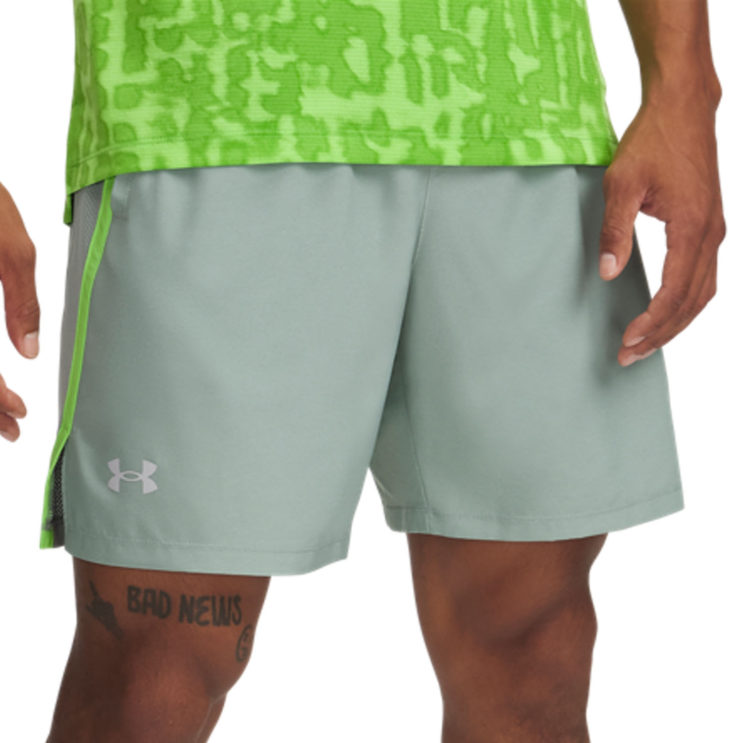 Under Armour Launch 7in Shorts Silica Green/Cyber Green/Reflective