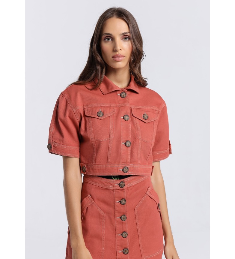 Victorio & Lucchino, V&L Cazadora tejana con botones naranja