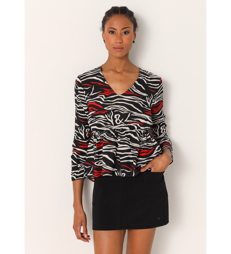 Victorio & Lucchino, V&L Blusa fluida con estampado animal multicolor
