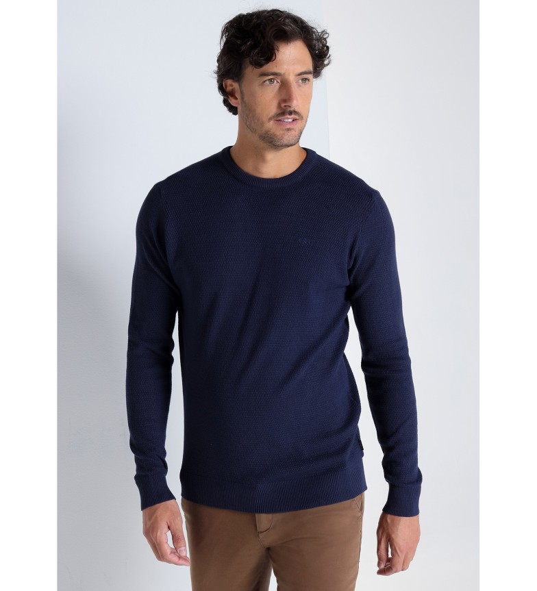 Victorio & Lucchino, V&L Jersey cuello caja con estructura de color marino