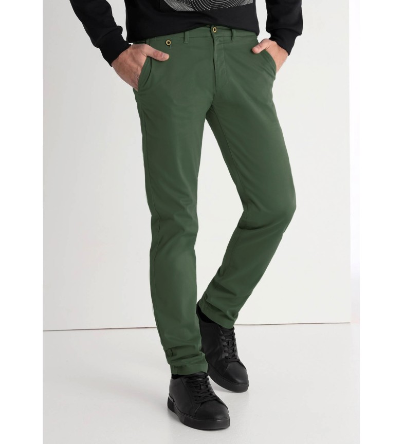 Victorio & Lucchino, V&L Pantalón chino tejido satén verde