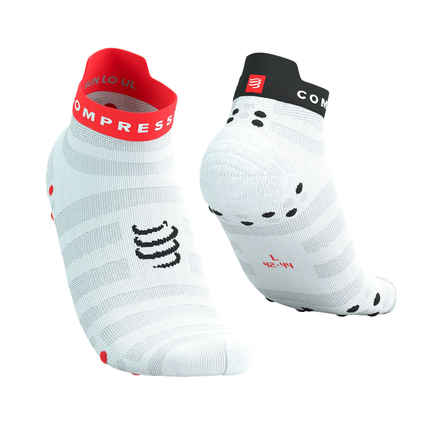 Compressport Pro Racing V4.0 Ultralight Logo Calcetines White/Fluo Red/Black