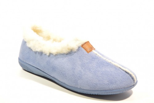 Zapatilla casa cerrada lana azul ducados