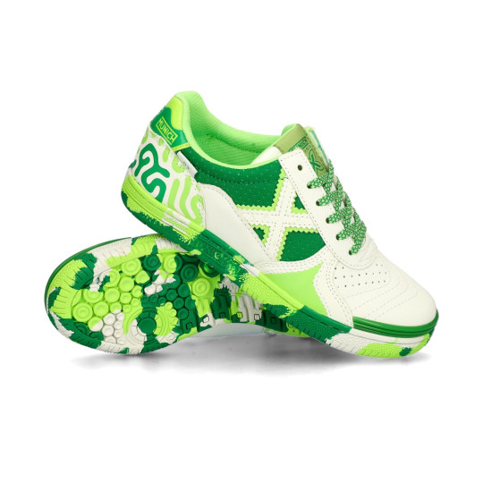 Zapatilla de Fútbol sala Munich G-3 Profit Exclusiva Niño Blanco-Verde
