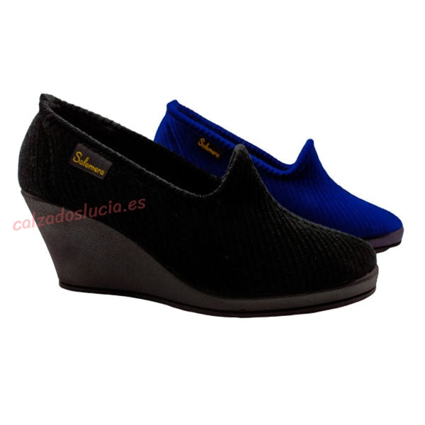 Zapatilla cuña alta de pana Salemera
