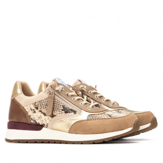 Zapatillas beige de mujer refresh con cremallera animal print