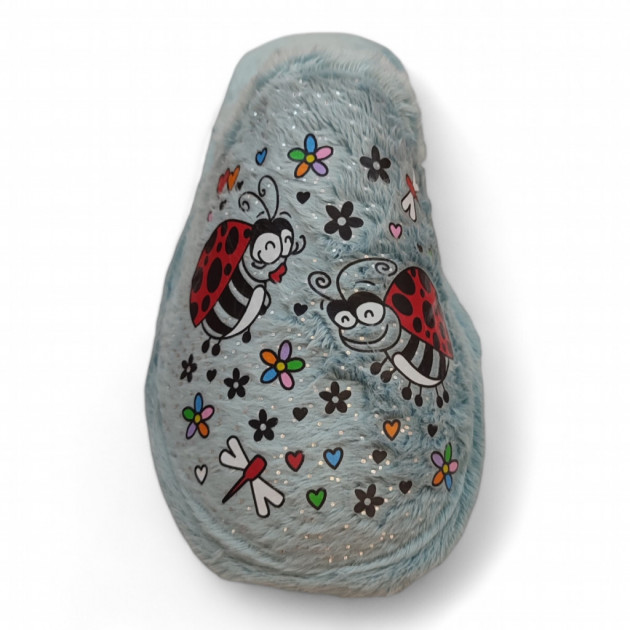 Zapatillas casa económicas de mujer divertidas mariquitas celestes