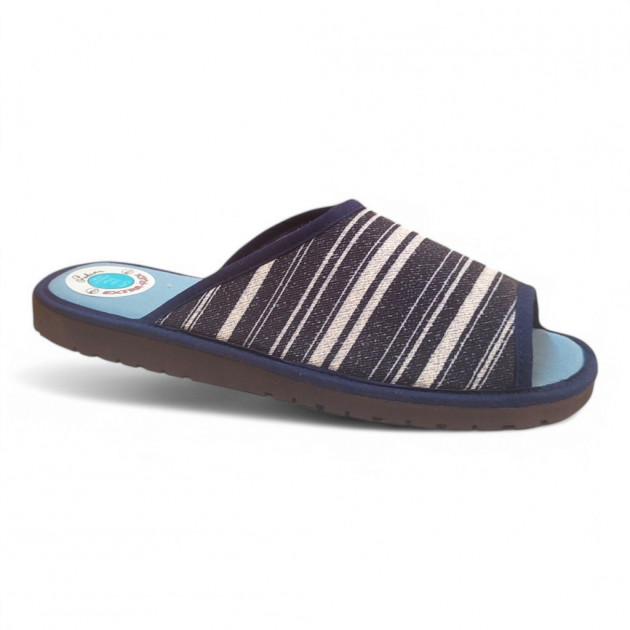 Zapatillas casa rayas hombre EXTRA-FLEX abiertas marino