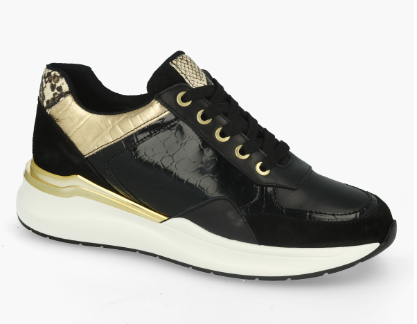 Zapatillas Casual piel negro y oro