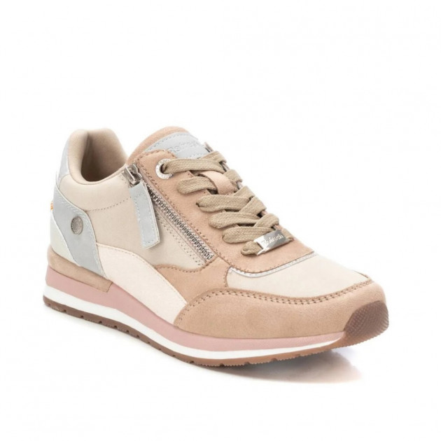 Zapatillas casuales mujer con cremallera en beige