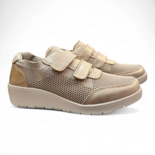 Zapatillas de arreglar para diario en oro con velcros