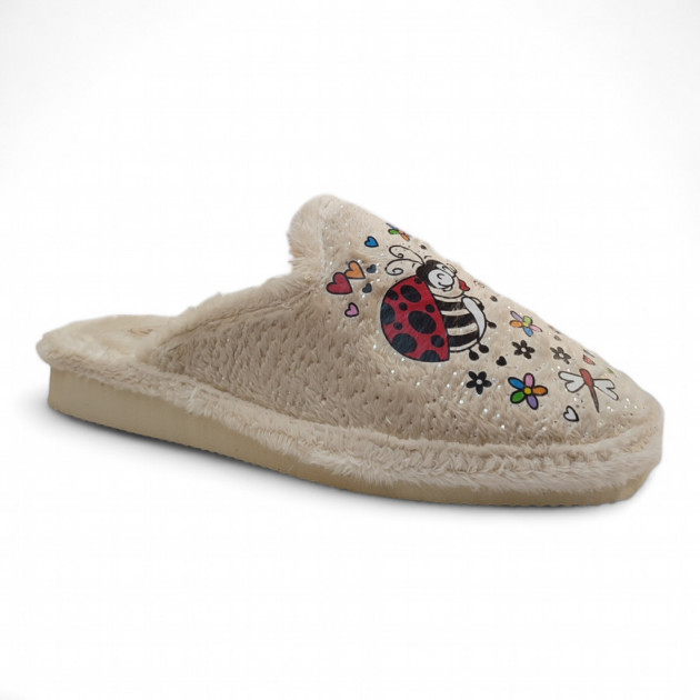 Zapatillas de casa mariquitas beige no pesan