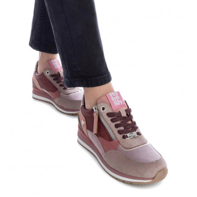 Zapatillas nude - burdeos Refresh mujer cremallera