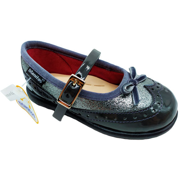 Zapatito charol con lazo en marengo