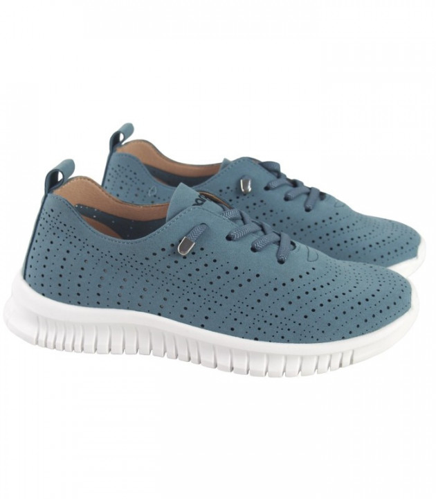 Zapatos deportivos Amarpies cordones elásticos azul jeans