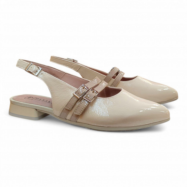 Zapatos Pitillos planos con doble correa abiertos por detrás