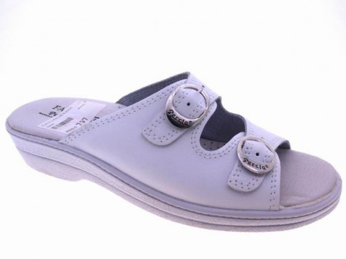 Zueco Blanco 2 Hebillas Piel