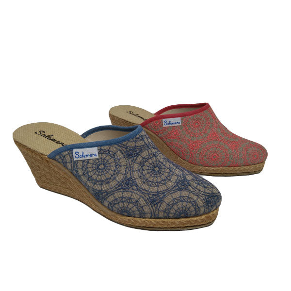 Zueco cuña alta bordado de verano  Salemera