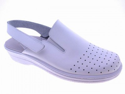 Zueco tira posterior Piel Blanco